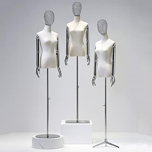 PFCDZDU גוף טורסו בובה נקבה, צורת שמלה מותאמת עם זרועות ציפוי ניתנת לניתוק, דגם דמה של חנות בגדים, מעמד בסיס