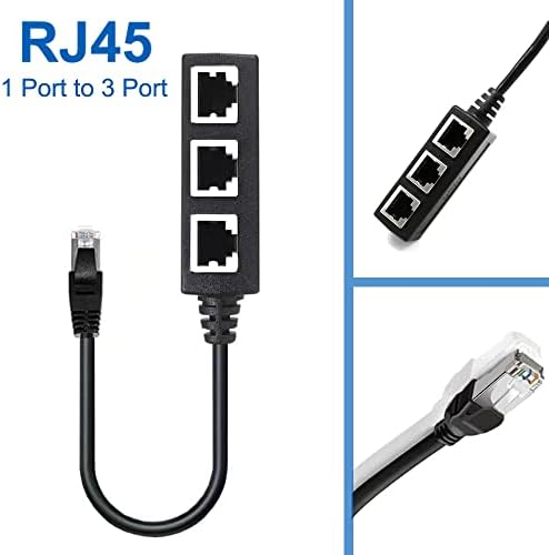מתאם רשת מפצל כבלים של RJ45 Ethernet, מתאם כבלים של Ethernet 1 עד 3 מתאם Super Cat5, Cat5e, Cat6, Cat7 Lan
