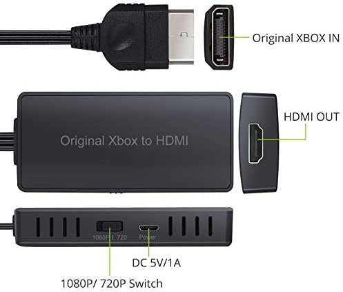 ממיר Xbox לממיר HDMI מקורי עם כבל קישור HD מקורי Xbox לתמיכה ב- HDMI 1080p/720p, תואם ל- Xbox מקורי