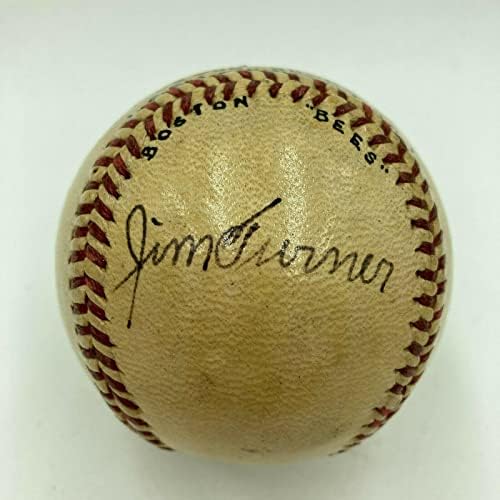 ג'ים טרנר יחיד חתום 1937 משחק משומש בייסבול ניו יורק ינקי JSA COA נדיר - משחק חתימה MLB משומש בייסבול