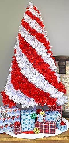עץ עץ עץ אדום ולבן מערבולת קנדי ​​קנבין בצבע חג המולד מלאכותי