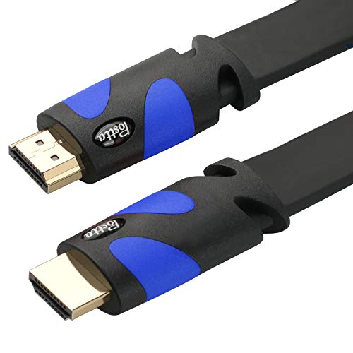 כבל HDMI שטוח פוסטטה שטוח שטוח HDMI 2.0 תמיכה כבל 4K, 3D, 2160P, 1080P, Ethernet ושמע שחור-שחור-כחול