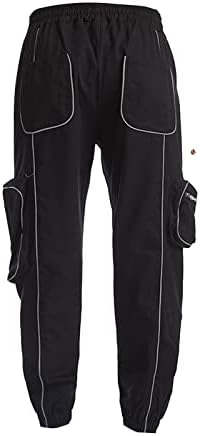 מכנסי טרניעה לגברים של Xiaxogool, מכנסי מטען רפלקטיביים של גברים היפ הופ הרם מכנס חיצוני ריצה