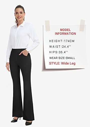 מכנסי שמלת יוגה של יוגה מוליטי מתלקחת ברגל ישרה ומגמול על עבודות המשרד עם כיסים