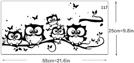ינשופים משפחתיים של Amaonm® על ענפי העץ מדבקות קיר מדבקות קריקטורה נשלפת ויניל ויניל ינשוף קיר קיר מדבקות תפאורה