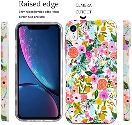 J.West iPhone XR Case 6.1, טלפון פרחוני חמוד אטום-זעזועים מכסה מגן לנשים, עיצוב דפוס פרחי גינה דק-כושר נגד
