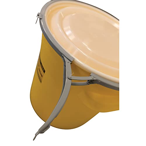 נשר 20 ליטר חבית הצלה תוף עם מכסה מנעול מנוף טבעת מתכת, גובה 21 , קוטר 21, HDPE מעוצב, צהוב, 1654