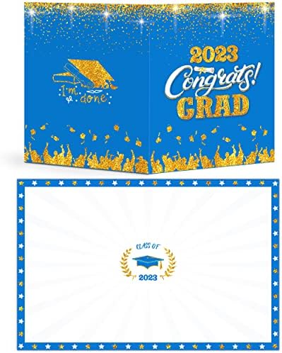 אלגנטי סיום קישוטי כחול וזהב כיתה של 2023, 2 חבילה ענק ספר אורחים אלטרנטיבי ג ' מבו חתימת לוח