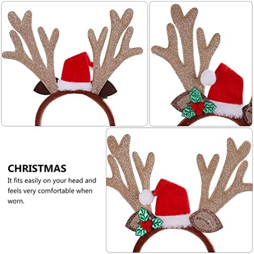 סרט ראש חג המולד של Pretyzoom ילדים איילים איילים קרניים עם אוזני איילים ומיני כובע סנטה קישוט איילים