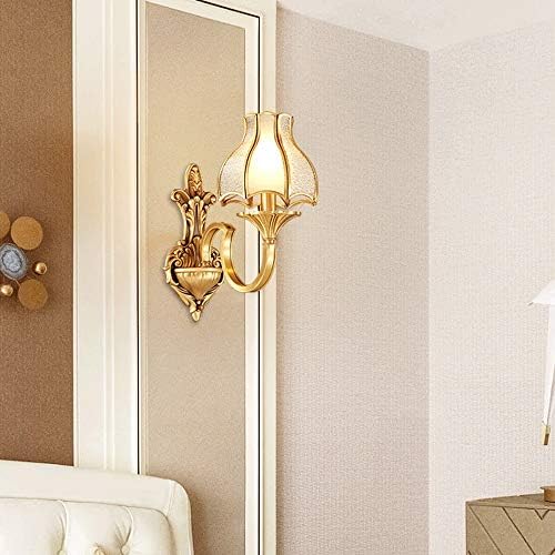 אירופאי 14 מנורת קיר יצירתי נחושת+ זכוכית קיר אור יחיד ראש זהב דקורטיבי קיר פמוטים עבור מלון, סלון, חדר