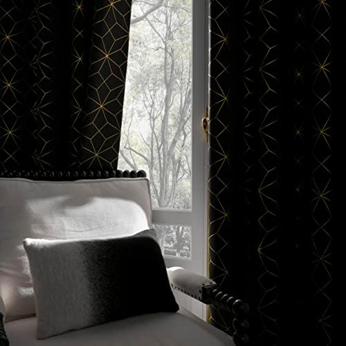 וילונות חדר שינה של Beauoop Foil 95 אינץ 'ארוך חלון חלון מלא וילון לוחות וילון מתכתי גיאומטרי