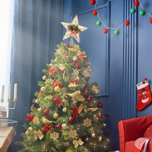 טופר עץ כוכב חג המולד של לוזי טופר עץ תלת מימד עם אור LED אור חלול חלול לחג המולד מקורה עיצוב עץ לשנה