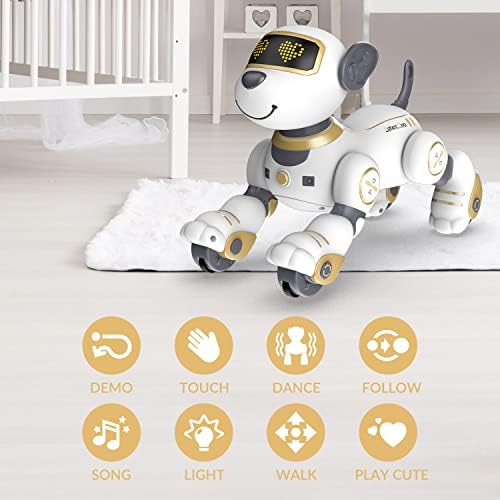 צעצוע של כלבי רובוט שלט רחוק שלט שלטטרון לילדים, גור רובוטי לתכנות, צעצוע כלבים של רובוט פעלולים אינטראקטיביים