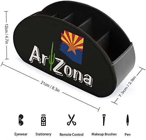 קקטוס אריזונה מפת דגל מחזיק בשלט רחוק PU טלוויזיה טלוויזיה מרחוק תיבת אחסון עם 5 תאים לבית, למשרד, לעיצוב