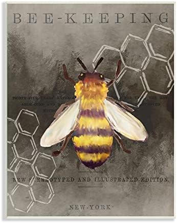 תעשיות סטופל שומרות דבורים וינטג 'ניו יורק איור דבש מסרק דפוס לוח קיר, 10X15, צהוב