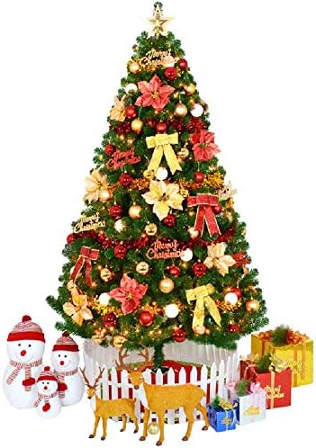חצאית עץ חג המולד של טופיל 5ft מלאכותי סיבים מלאכותיים, עץ חג המולד, מחט אורן צירים מואר מואר.