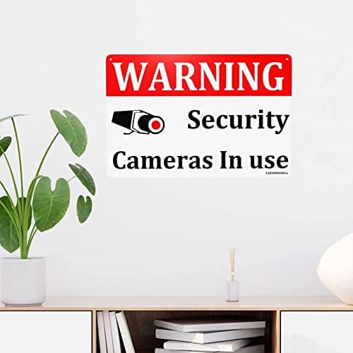 אזהרת שלט ניטור וידאו בשימוש, מצלמת בטיחות בשימוש, דיו UV אלומיניום בינוני בגודל 12x8 אינץ 'לבית ועסקים
