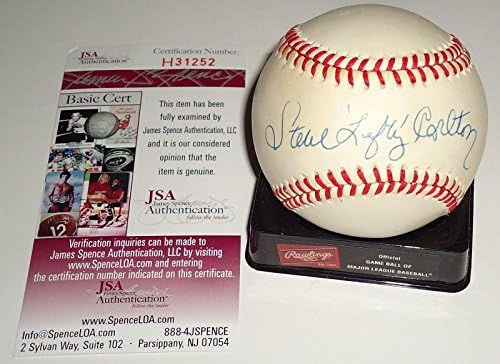 סטיב לפטי קרלטון חתם על בייסבול בייסבול JSA מאומת COA H31252 - כדורי חתימה עם חתימה