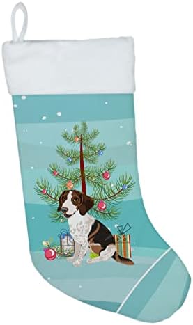 אוצרות קרוליין WDK2963CS Beagle Tricolor מנומר גרב חג המולד, אח תלייה גרביים לעונה חג המולד עיצוב קישוטי חג, קישוטי