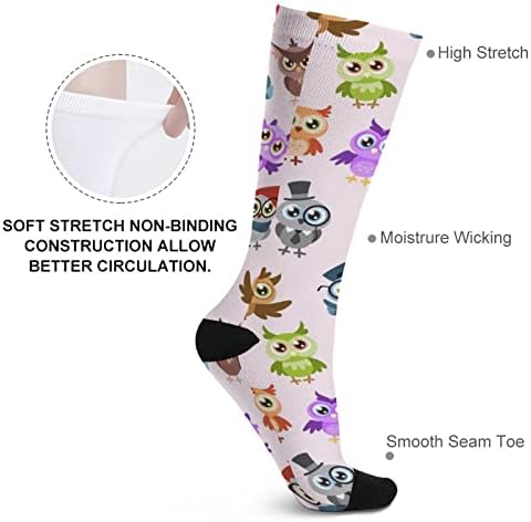 WEEDKEYCAT צבעוני חמוד חכם ינשוף גרבי גרביים חידוש הדפס מצחיק בעובי בינוני מזדמן גרפי לסתיו וחורף באביב