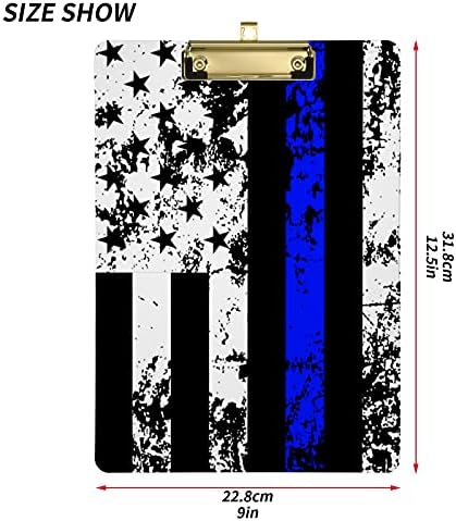 אקריליק לוח עם פרופיל נמוך כסף קליפ המשטרה דק כחול קו דגל לוח עבור בית ספר מחוץ לכיתה בית סטנדרטי גודל