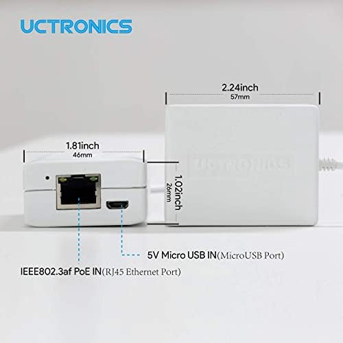 Uctronics שדרג את Raspberry Pi Zero Ethernet וכוח, מיקרו USB ל- Ethernet/POE מתאם למקל טלוויזיה Fire, Chromecast,