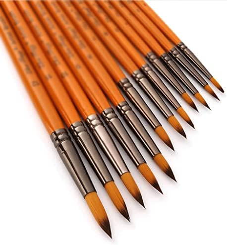 HNKDD 12 יחידות/סט ארט עט קווי וו ניילון מברשות צבע עץ לניילון עץ לצבעי שמן בצבעי שמן ערכת ציוד אמנות