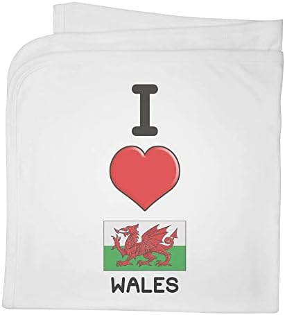 Azeeda 'I Love Wales' שמיכה / צעיף כותנה כותנה