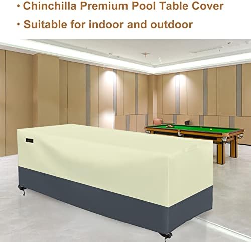 Chinchilla 7/8/9 ft כיסוי שולחן בריכה, קרם הגנה אטום למים כיסוי ביליארד בדים פוליאסטר ， לכיסוי שולחן