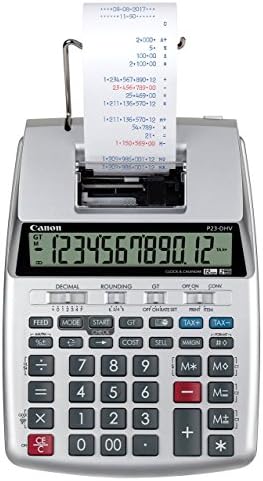 מחשבון הדפסת Canon P23-DHV-3 עם פונקציית בדיקה כפולה, חישוב מס והמרת מטבע