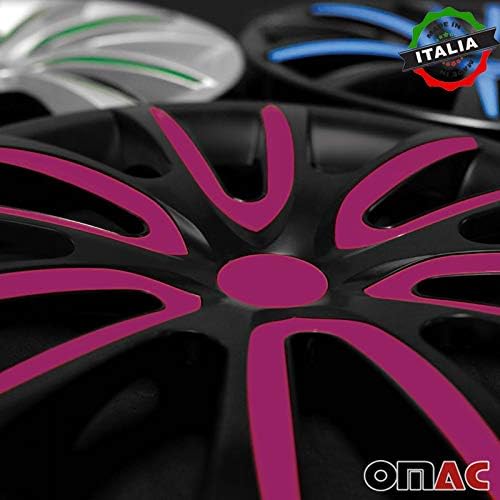OMAC HubCAPS 16 אינץ 'עבור יונדאי סונטה שחור וסגול 4 יח'. כיסוי חישוקי גלגלים - כובעי רכזת - החלפת חוץ של צמיג