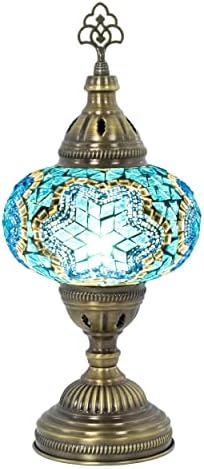 מנורת שולחן פסיפס טורקית של מוזאיסט, מנורת וינטג 'וינטג' צבעונית בעבודת יד לסלון, חדר שינה,