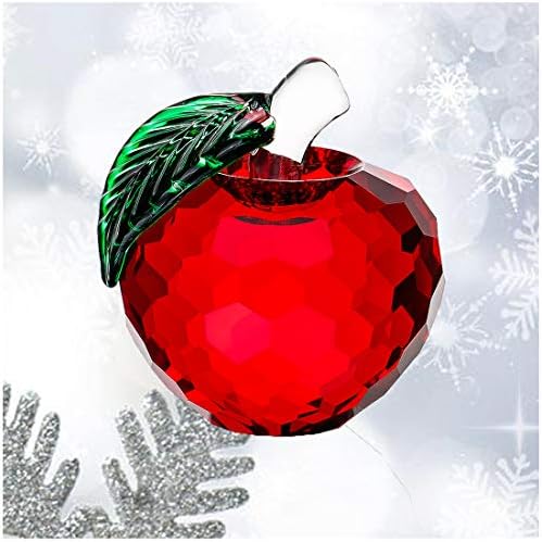 H&D קריסטל אדום תפוח משקל נייר 40 ממ זכוכית אמנות תפוח פסלונים אספניים הטובים ביותר למתנות בערב חג המולד