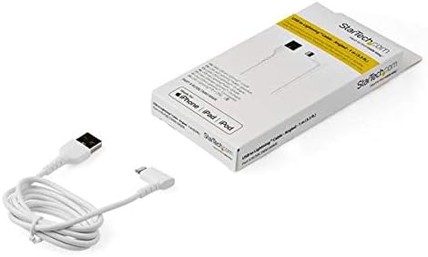 Startech.com 3ft עמיד USB A לכבל ברק - לבן 90 זווית ימנית כבדה כבד מחוספס סיבים ארמיד USB סוג