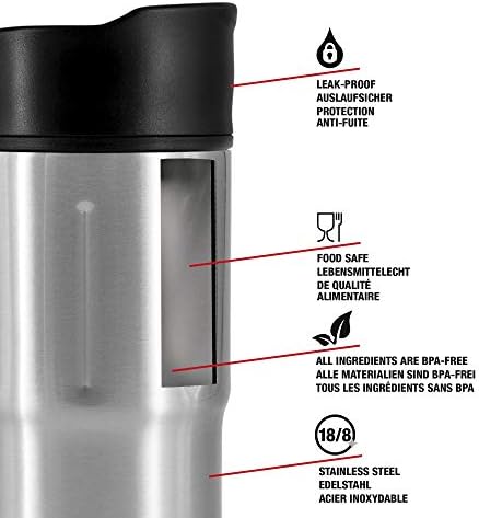 זיג - כוס קפה מבודדת - אבן חן ספל נסיעות - חם וקור, אטום דליפות, ללא BPA.