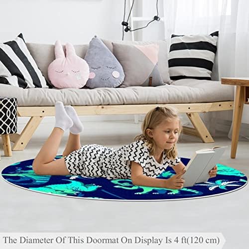 Llnsupply ילדים עגולים לילדים שטיח שטיח דינוזאור כרית משתלת כרית שטיח רכה מתקפלת לילדים מחצלת שטיח זחילה גדול במיוחד