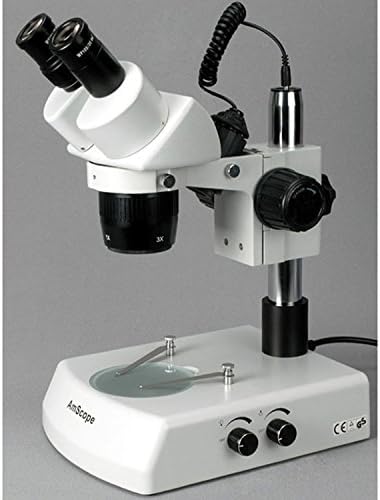 AMSCOPE SW-2B13Y מיקרוסקופ סטריאו משקפת, עיניים WH10X, הגדלה של 10X/15X/30X/45X, 1X/3X מטרה, תאורת הלוגן