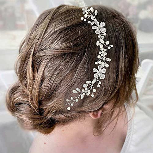 גוראיס קריסטל פרח הכלה חתונת שיער גפן כסף פרל בגימור שיער אביזרי עבור נשים ובנות