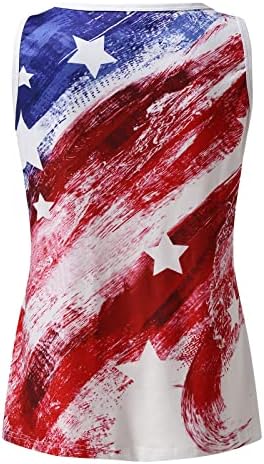 4 ביולי גופיות לנשים ללא שרוולים חולצת טריקו דגל אמריקאי פסים כוכבים עניבה צבע ריצה טוניקה גופייה