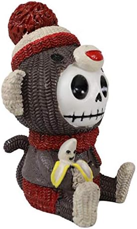 אברוס עצמות פרוותיות קוף גרב סרוג עם כובע צמר כפה ושלד בננה צלמיות 3 H פרוותי קופי קופי קופי קפיצות קפיצות