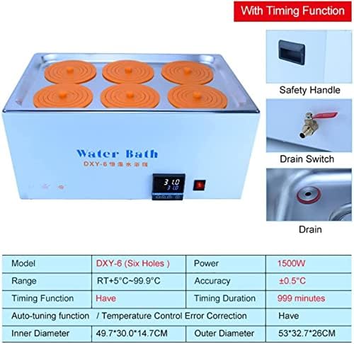 אמבט מים תרמוסטטי דיגיטלי אנסנל, 2 חורים / 4 חורים / 6 חורים בקרת טמפרטורה מדויקת גבוהה אמבט מים מעבדה