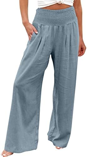 בדהוב נשים מקרית רחב רגל פאלאצו מכנסיים גבוהה מותן קפלים טרקלין מכנסיים עם כיסים אופנה מרופד