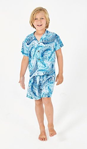תואם משפחת ואאו הוואי גברים נשים ילדה ילד בגדי ב פשוט כחול עלים