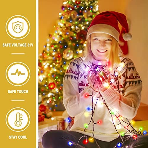 FNWSJA אורות מחרוזת עץ חג המולד 410 נוריות LED אורות פיות עם כוכב טופר שלט רחוק עם ענפים 16X 6.6ft רצועת אור 8