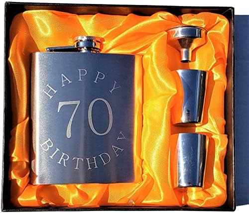 יום הולדת 70 שמח-ערכת מתנה לבקבוק 7 אונקיות