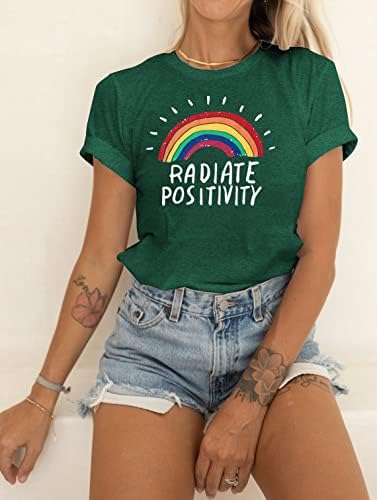 גאווה חולצה נשים להקרין חיוביות קשת חולצה מצחיק מכתב הדפסת גרפי טי קיץ קצר שרוול חולצות חולצות