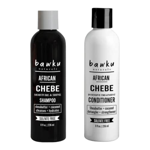 Bawku Naturals אפריקני Chebe Shampoo ומרכך המוצבים עם Sheabutter אפריקני ושמן קוקוס טיפול אינטנסיבי