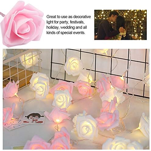 אורות מחרוזת ורדים, 3 מטר 20 מחוללים USB אורות מיתר פרחים מלאכותיים אורות פיות ורדים לחתונה של חג האהבה לתיבת מתנה