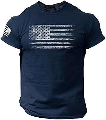 חולצות טשירט של Bifuton לגברים, ארהב דגל מצוקה גברים חולצת טיט פטריוטי שרוול קצר שרוול צווארון עצמאות יום