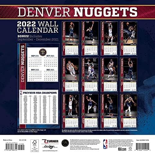 Turner Sports Denver Nuggets 2022 12x12 לוח השנה של הקבוצה